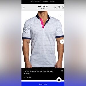 Men’s Maceoo Gray Striped Polo Shirt Contrast Collar size XL